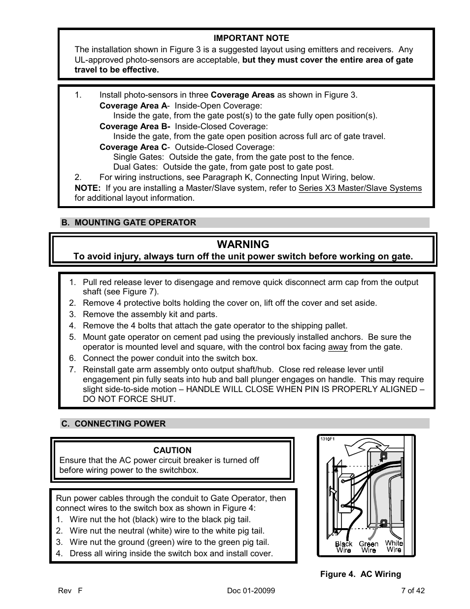 Warning | Chamberlain ESTATE SERIES SW 2000-X3 User Manual | Page 13 / 48