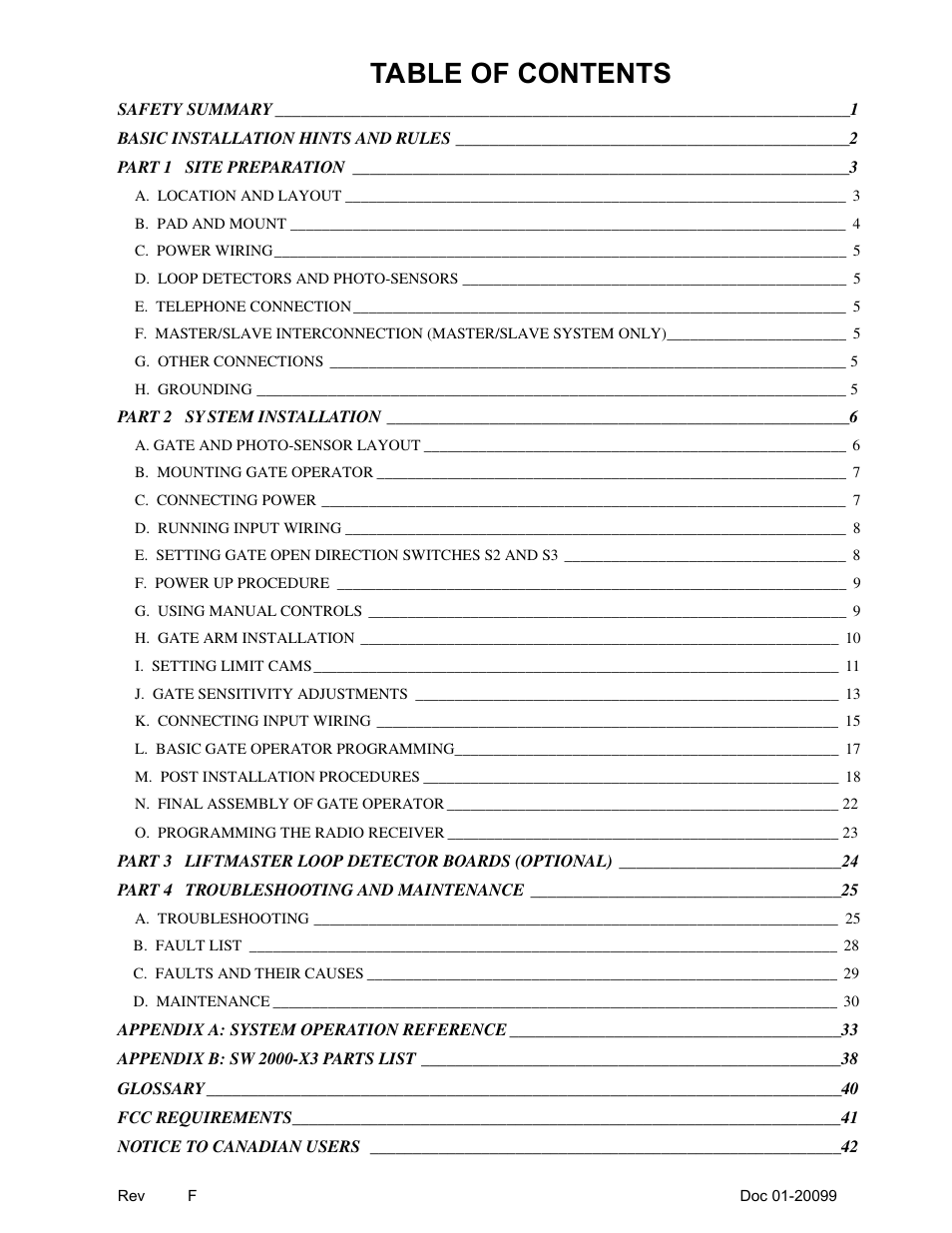 Chamberlain ESTATE SERIES SW 2000-X3 User Manual | Page 3 / 48