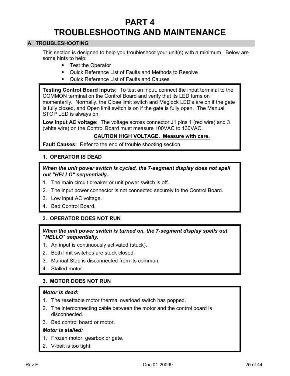 Part 4 troubleshooting and maintenance | Chamberlain ESTATE SERIES SW 2000-X3 User Manual | Page 31 / 48