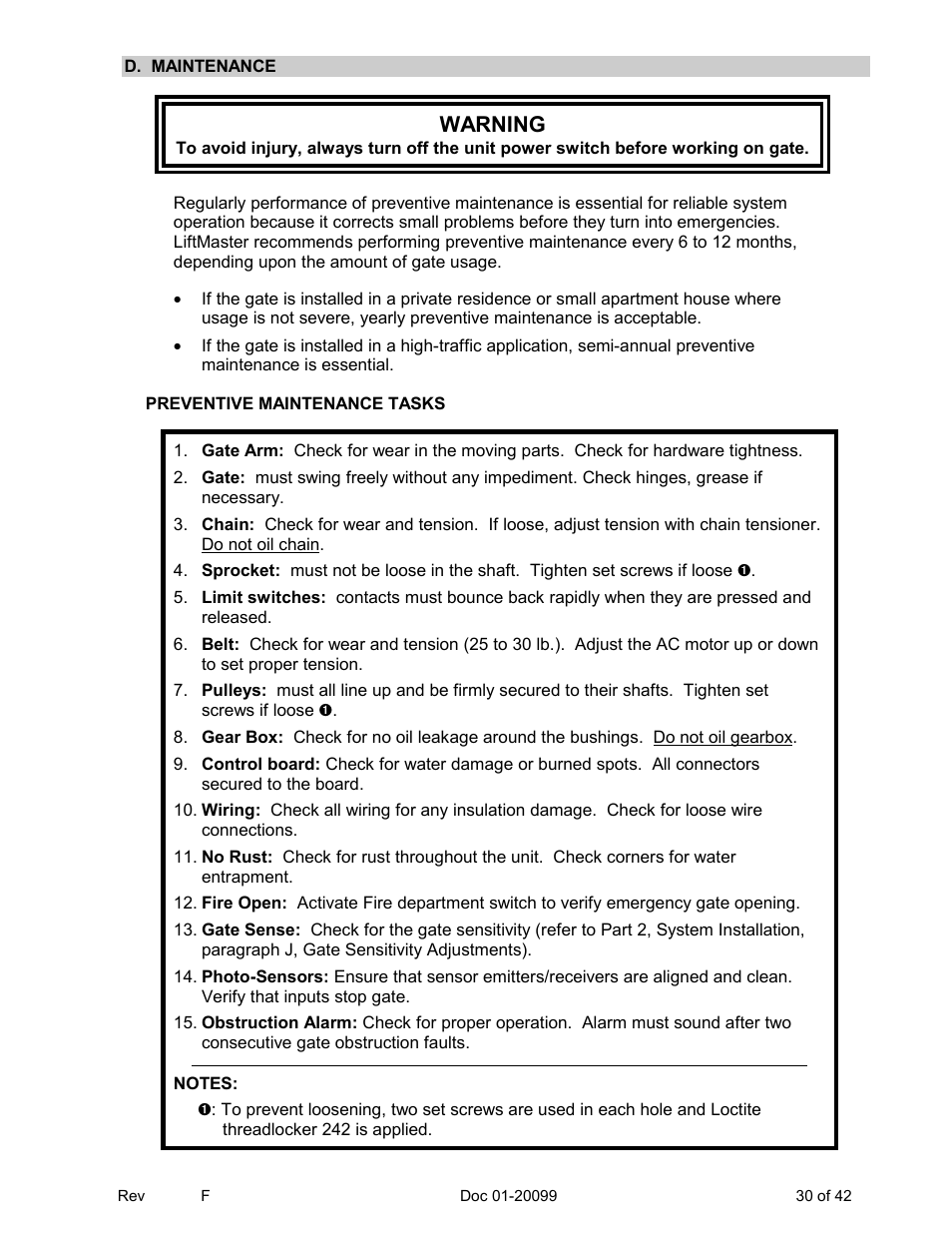 Warning | Chamberlain ESTATE SERIES SW 2000-X3 User Manual | Page 36 / 48
