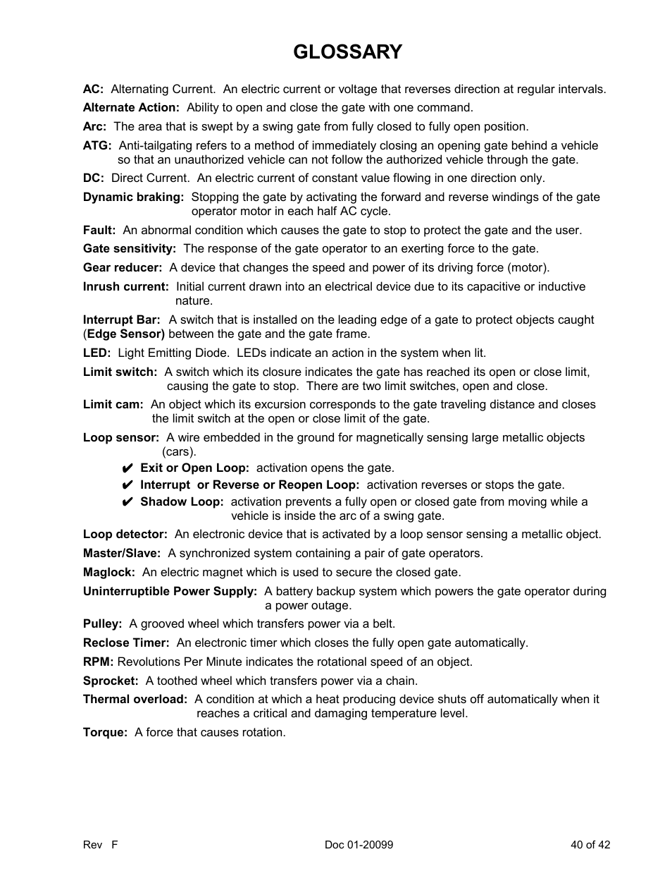 Glossary | Chamberlain ESTATE SERIES SW 2000-X3 User Manual | Page 46 / 48