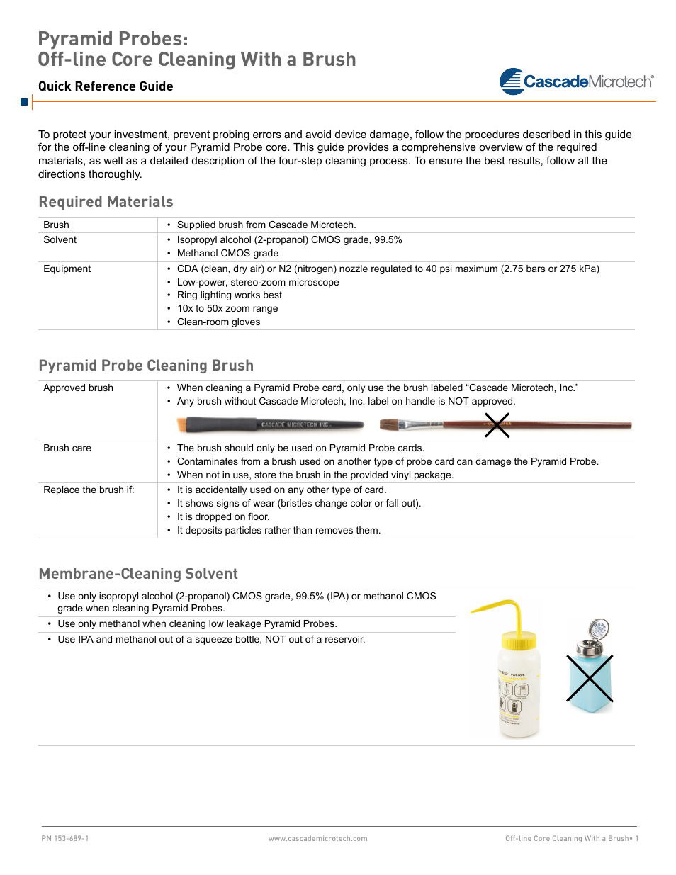 Cascade Microtech Pyramid Probes User Manual | 3 pages