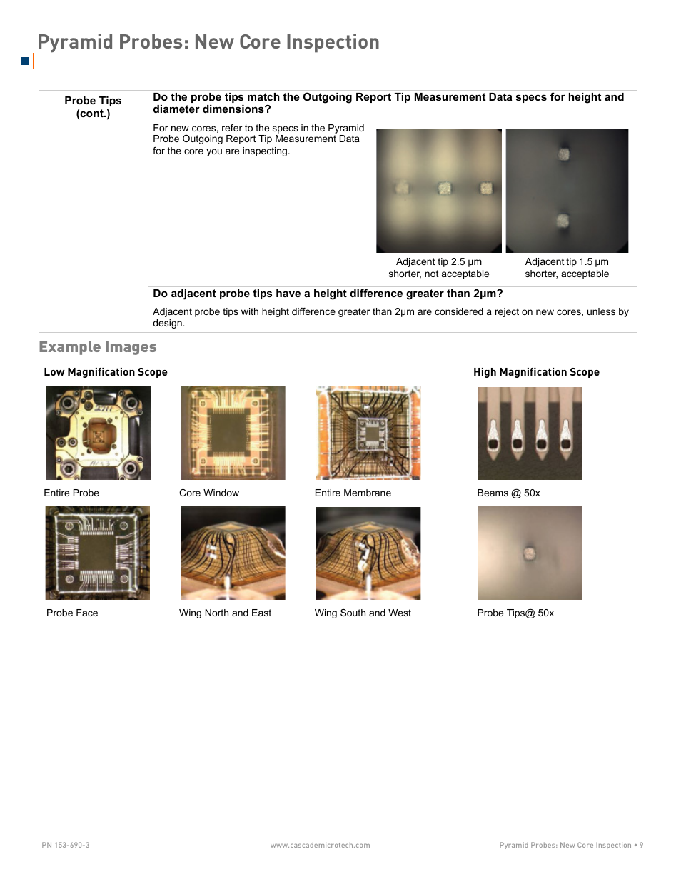 Example images, Pyramid probes: new core inspection | Cascade Microtech Pyramid Probes User Manual | Page 9 / 10