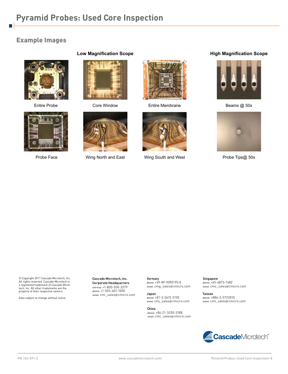 Example images, Pyramid probes: used core inspection, Low magnification scope high magnification scope | Cascade Microtech Pyramid Probes User Manual | Page 8 / 8