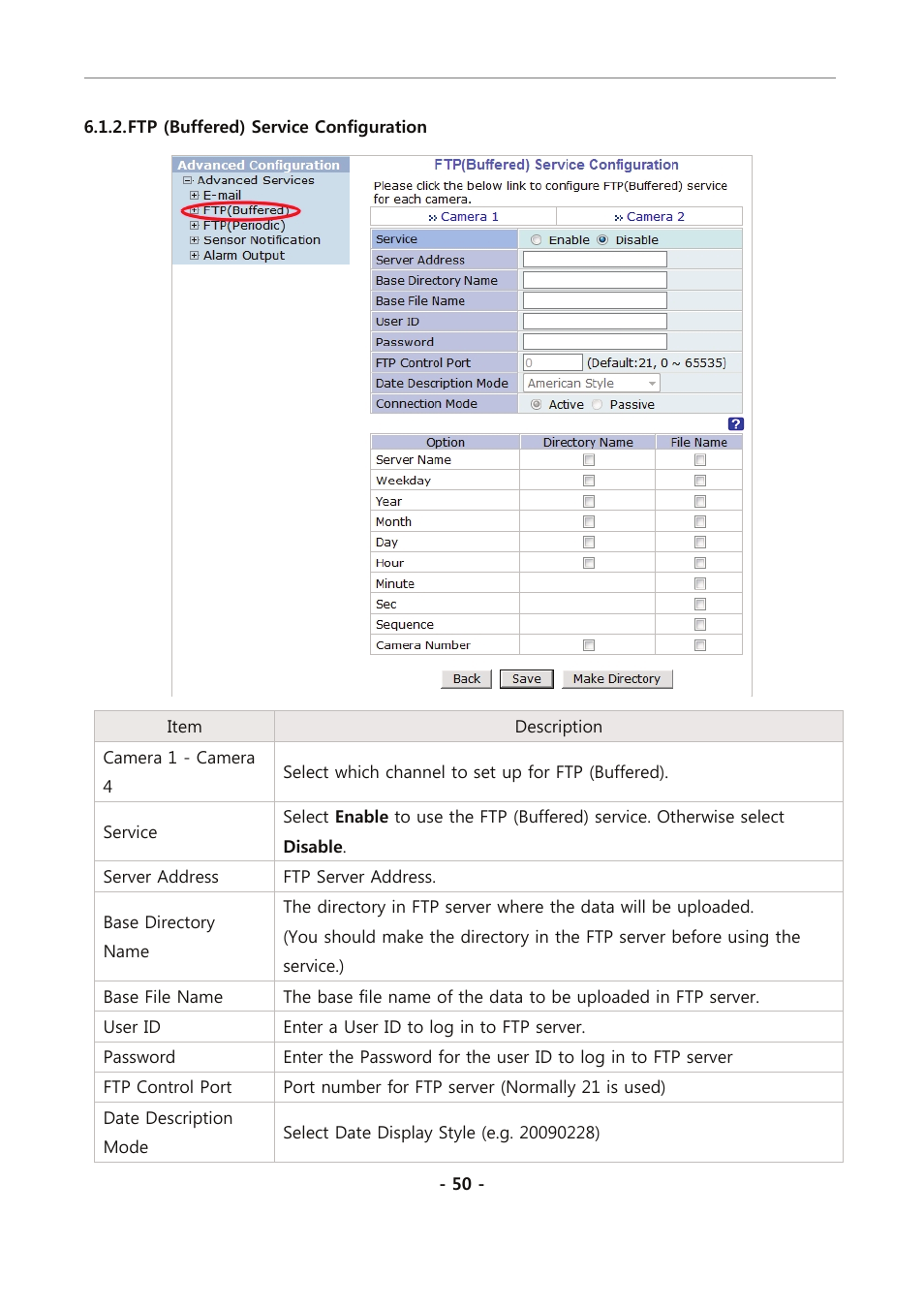 Ftp (buffered) service configuration | Eneo PXC-2080CS User Manual | Page 105 / 141