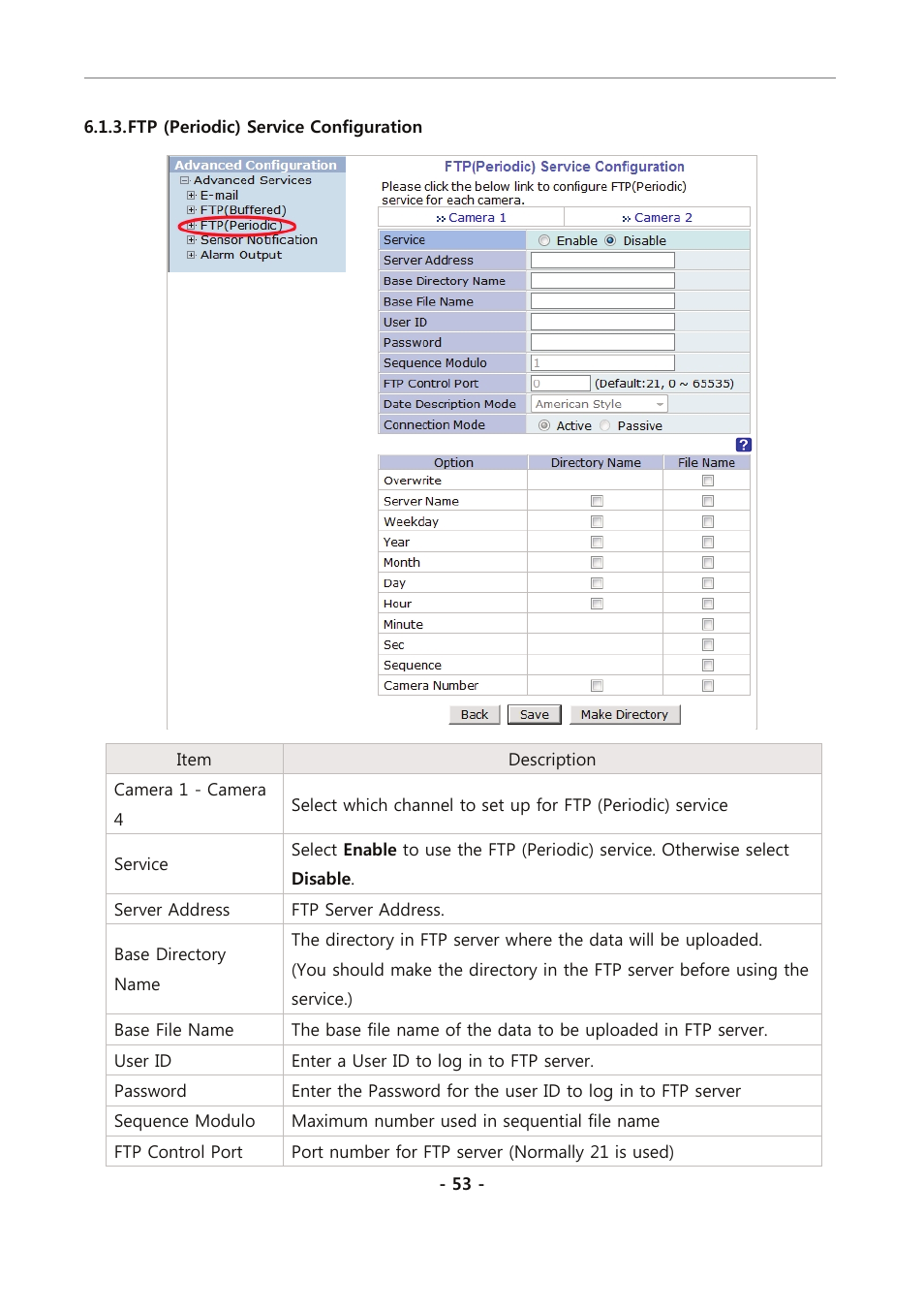 Ftp (periodic) service configuration | Eneo PXC-2080CS User Manual | Page 108 / 141