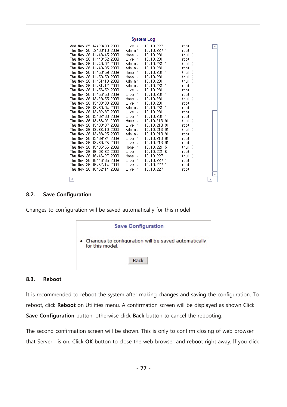 Save configuration, Reboot | Eneo PXC-2080CS User Manual | Page 132 / 141