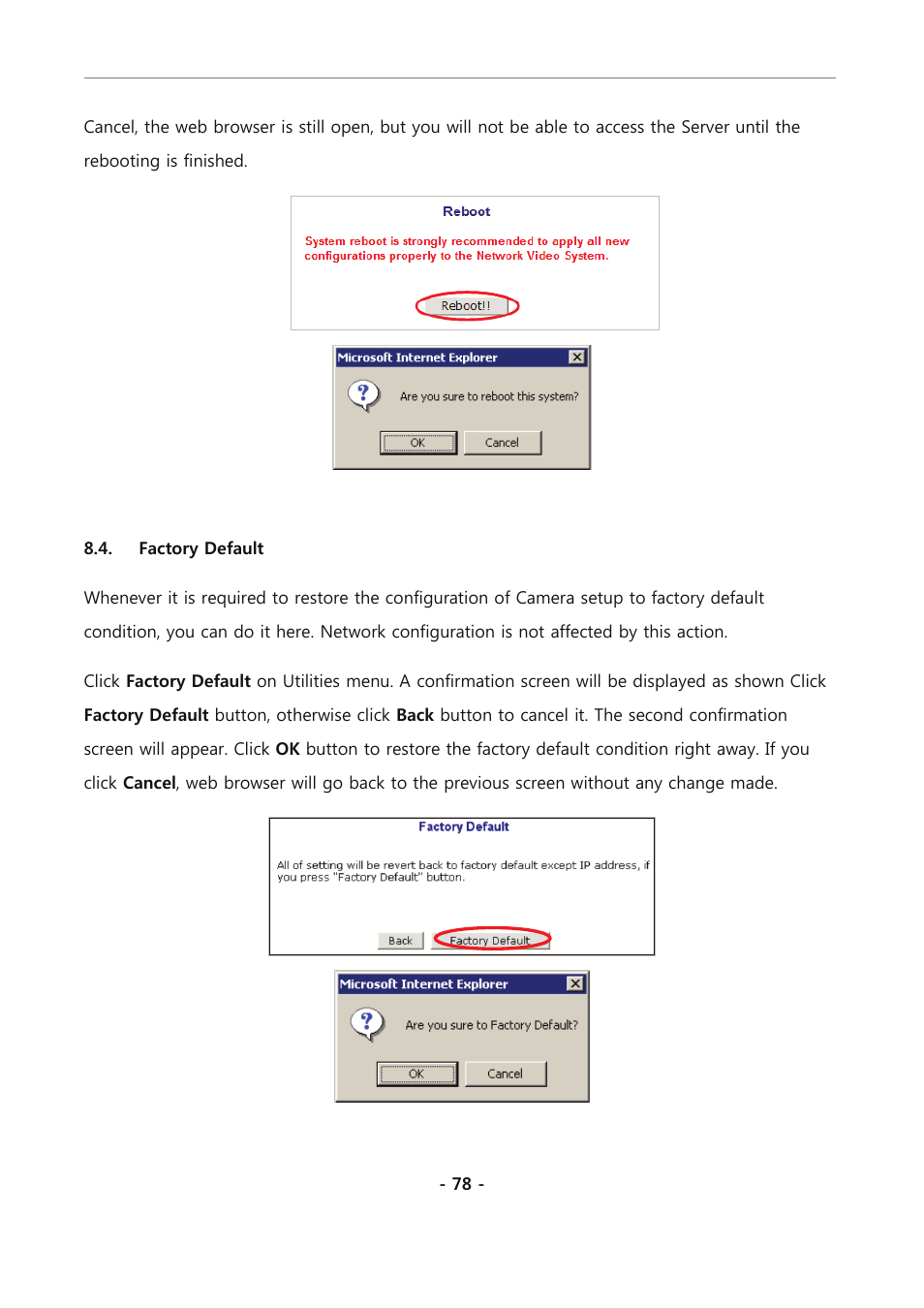 Factory default | Eneo PXC-2080CS User Manual | Page 133 / 141