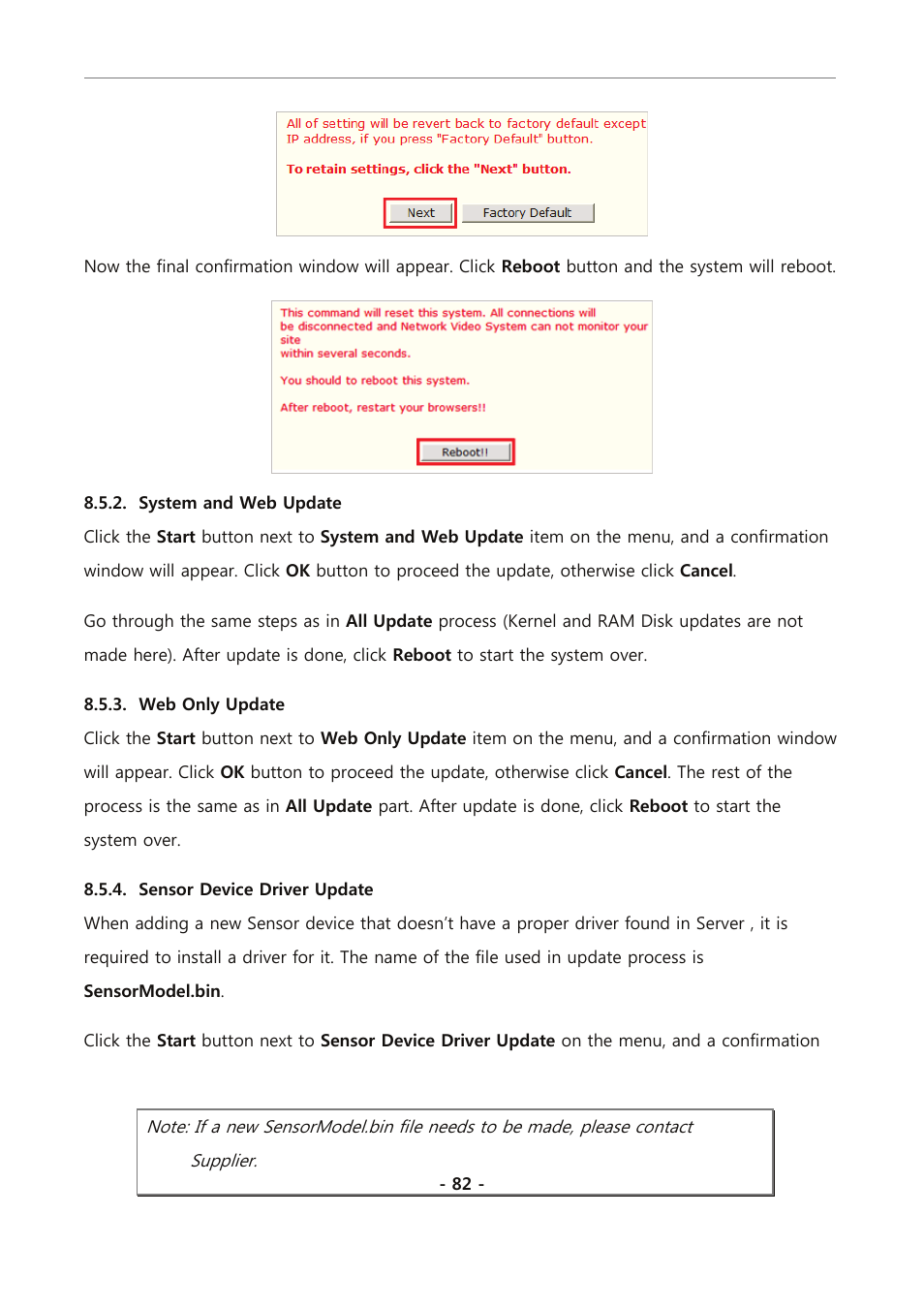 System and web update, Web only update, Sensor device driver update | Eneo PXC-2080CS User Manual | Page 137 / 141