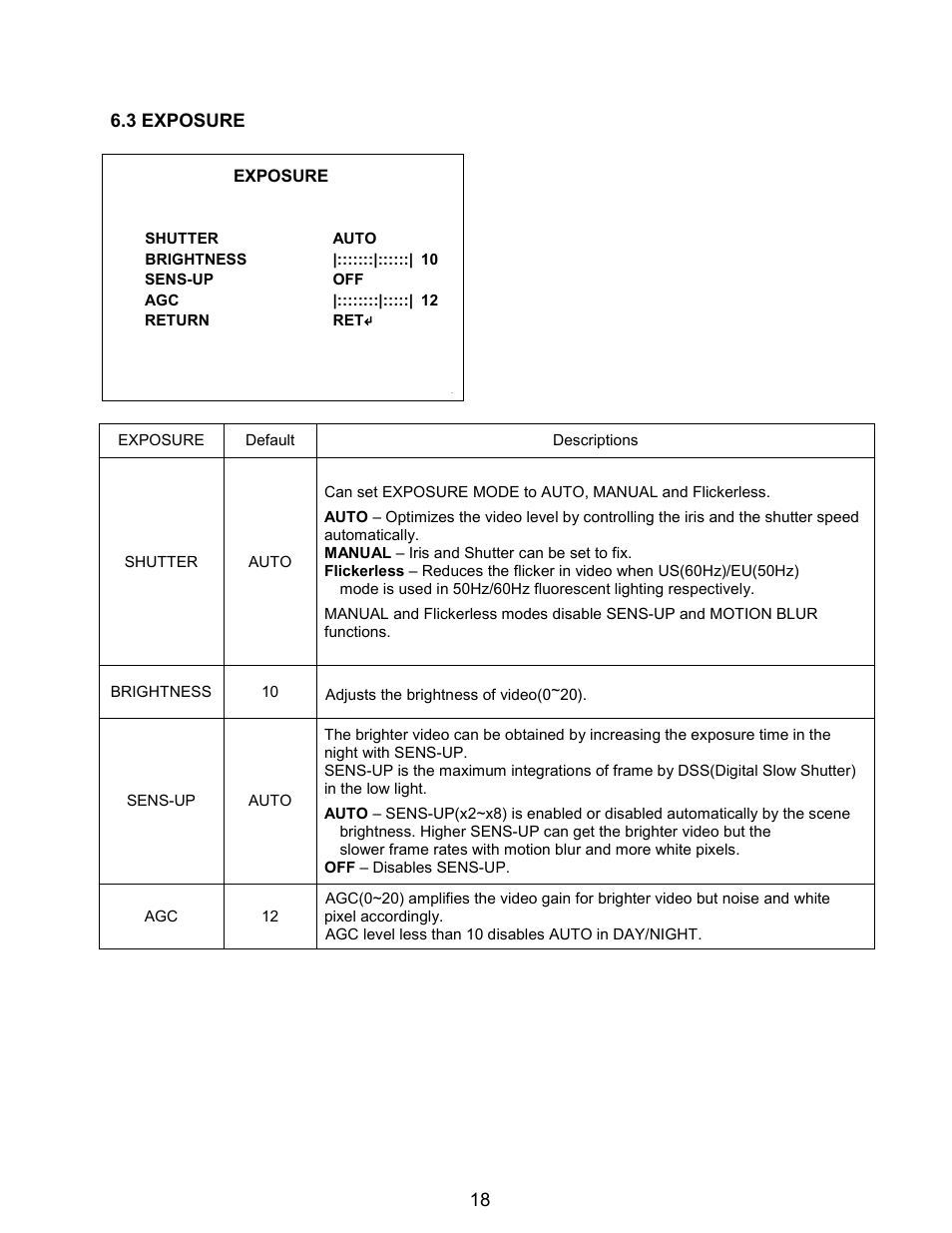 18 6.3 exposure | Eneo PXC-2080CS User Manual | Page 19 / 141