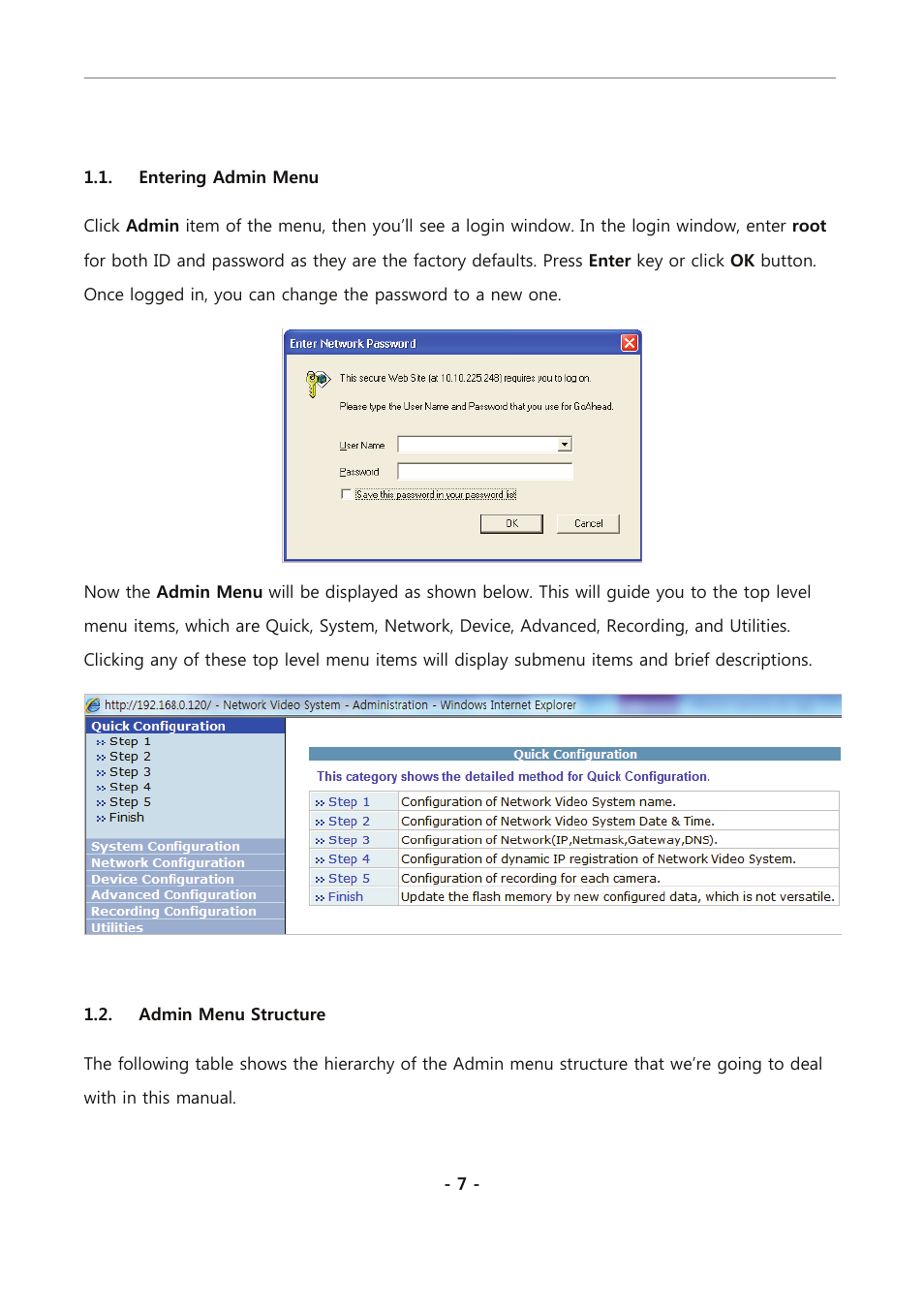 Entering admin menu, Admin menu structure | Eneo PXC-2080CS User Manual | Page 62 / 141