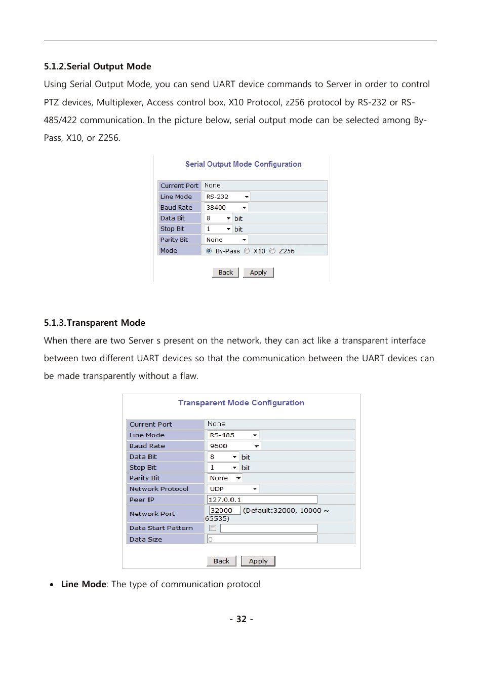 Serial output mode, Transparent mode | Eneo PXC-2080CS User Manual | Page 87 / 141