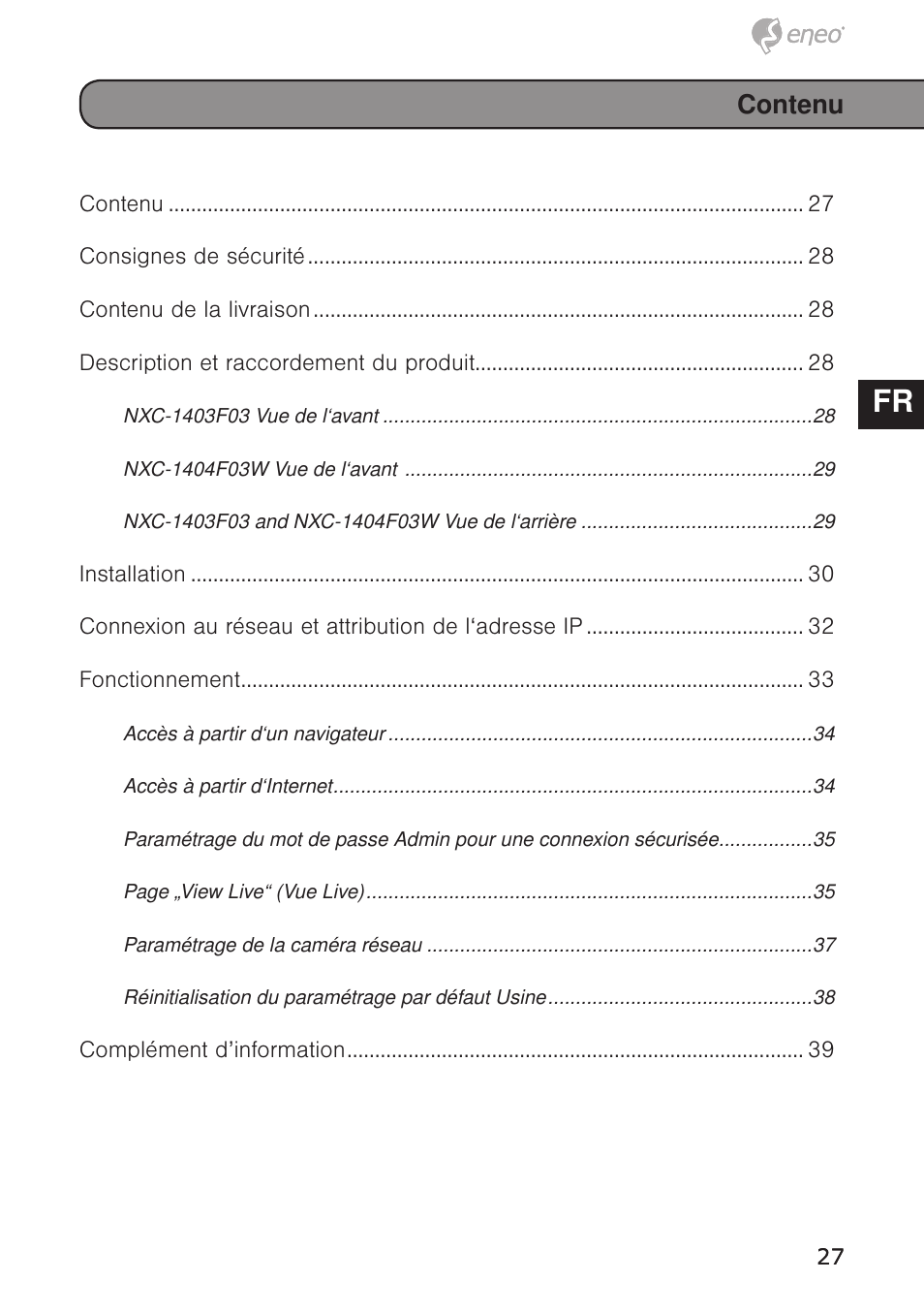 De en fr pl ru | Eneo NXC-1404F03W User Manual | Page 27 / 68