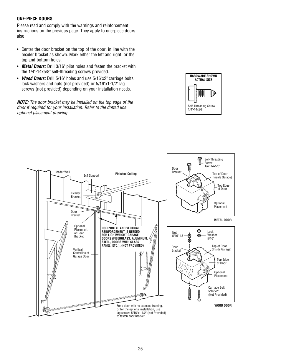 One-piece doors | Chamberlain WHISPER DRIVE HD900D User Manual | Page 25 / 88