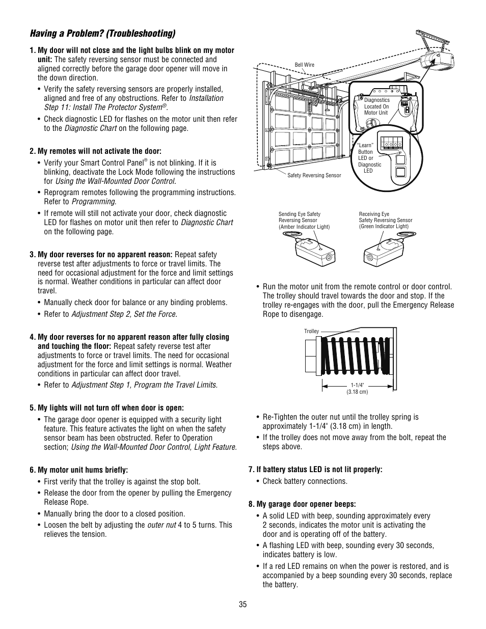 Having a problem? (troubleshooting) | Chamberlain WHISPER DRIVE HD900D User Manual | Page 35 / 88