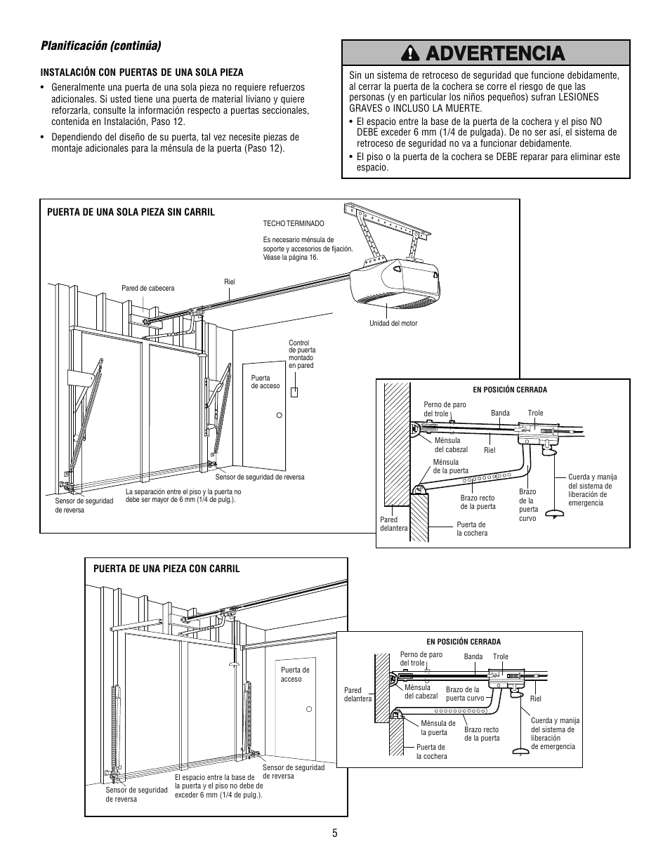 Planificación (continúa) | Chamberlain WHISPER DRIVE HD900D User Manual | Page 49 / 88