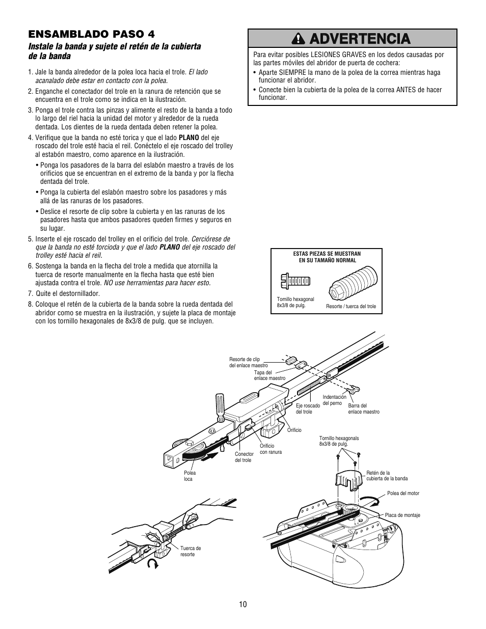 Ensamblado paso 4 | Chamberlain WHISPER DRIVE HD900D User Manual | Page 54 / 88