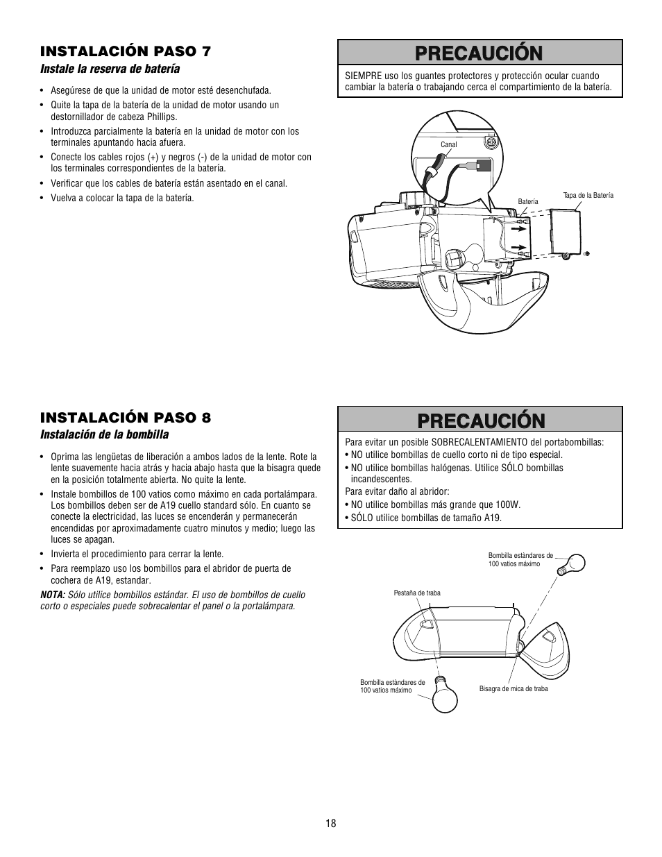 Precaución | Chamberlain WHISPER DRIVE HD900D User Manual | Page 62 / 88