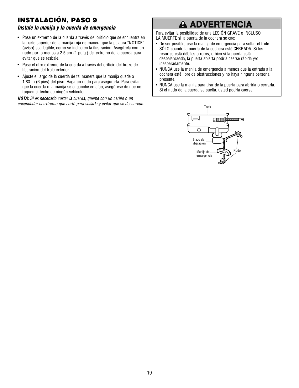 Instalación, paso 9 | Chamberlain WHISPER DRIVE HD900D User Manual | Page 63 / 88