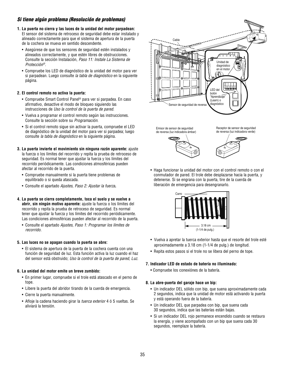 Si tiene algún problema (resolución de problemas) | Chamberlain WHISPER DRIVE HD900D User Manual | Page 79 / 88