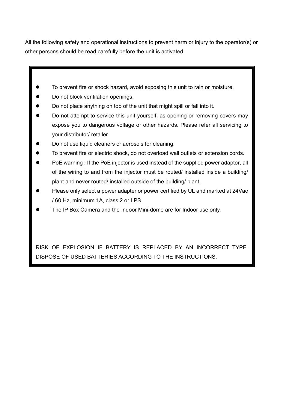 Safety precautions, Warning, Caution | Eneo GXC-1720M User Manual | Page 5 / 114