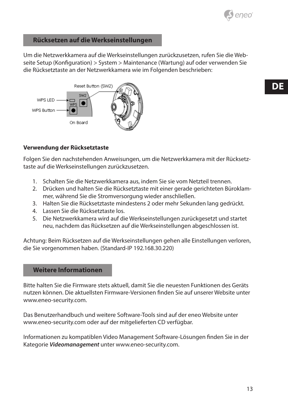 Eneo NXD-880F37P User Manual | Page 13 / 40