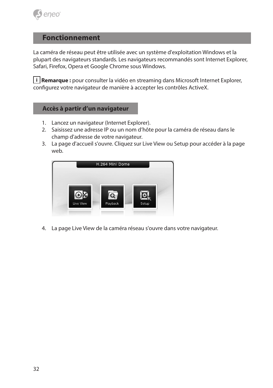 Fonctionnement | Eneo NXD-880F37P User Manual | Page 32 / 40