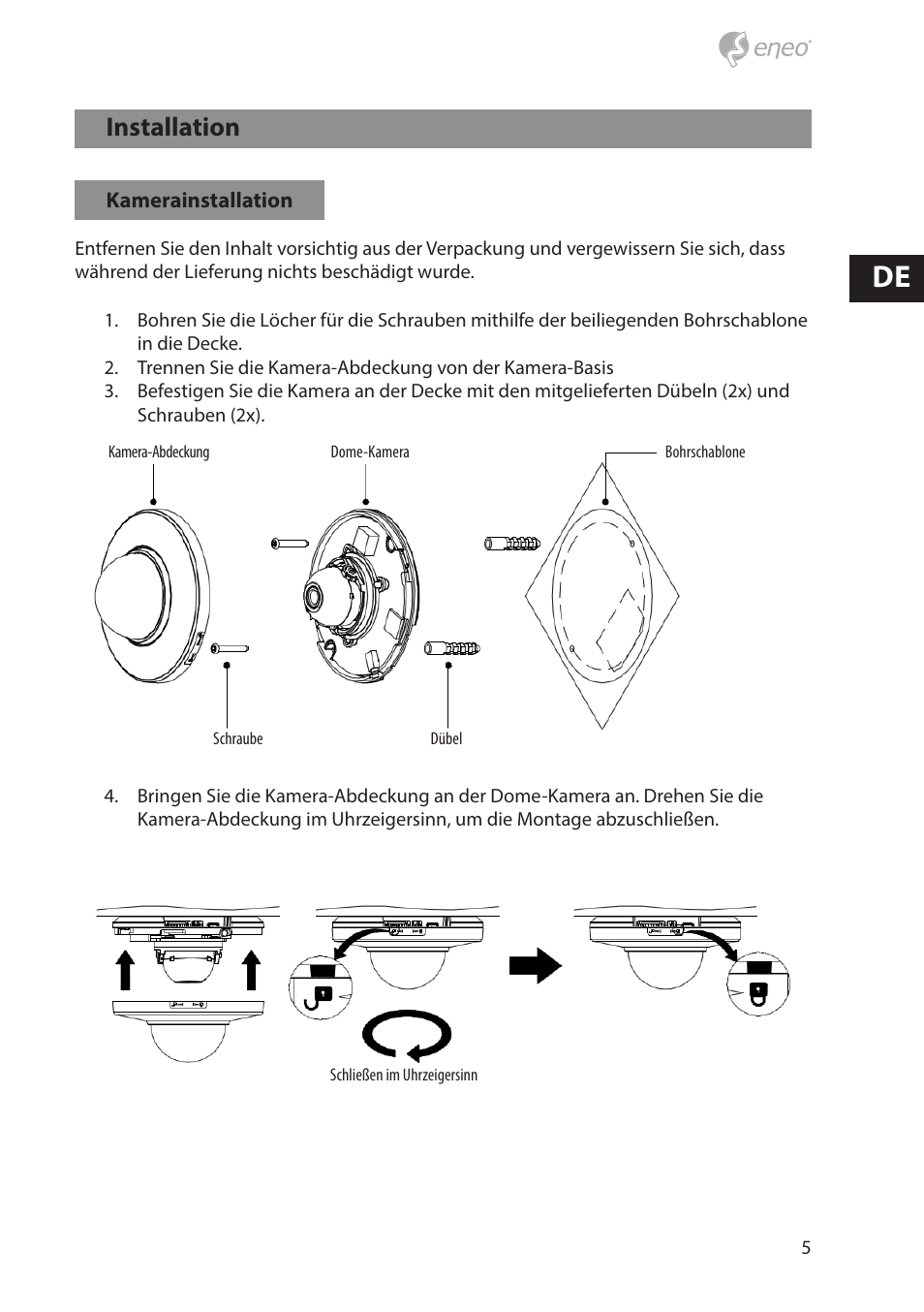 Installation | Eneo NXD-880F37P User Manual | Page 5 / 40