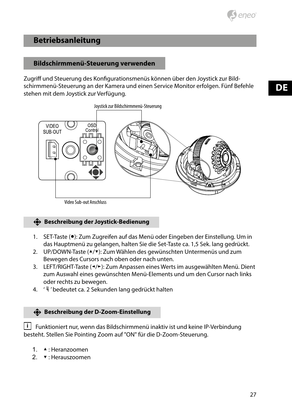 Betriebsanleitung | Eneo PXD-2080MIR D User Manual | Page 27 / 44