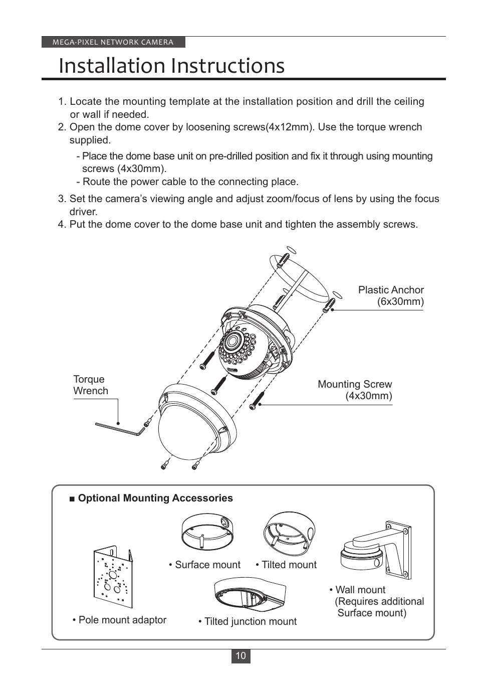 Installation instructions | Eneo PXD-2080MIR D User Manual | Page 10 / 36