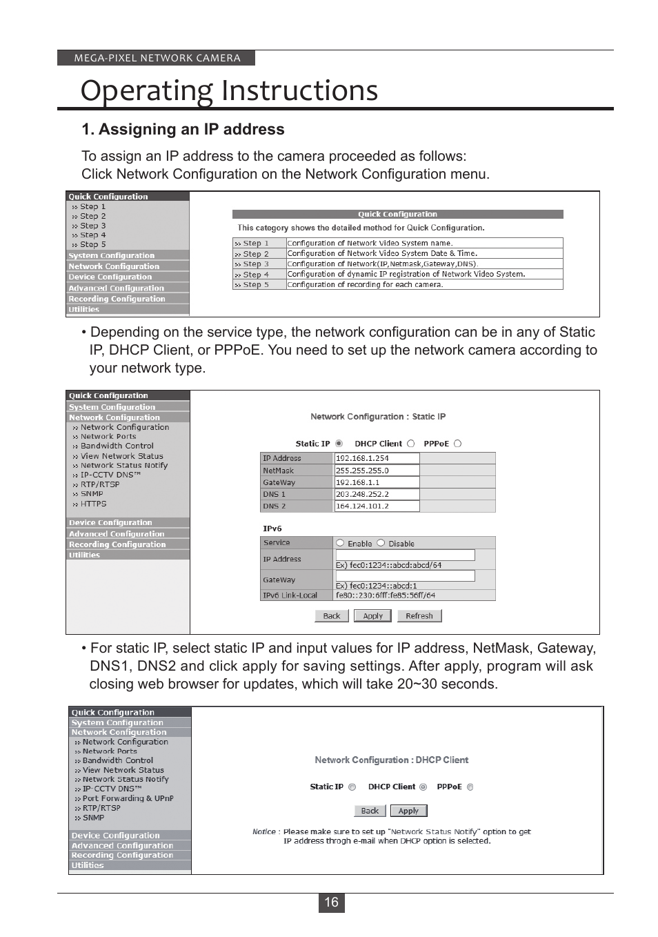 Operating instructions | Eneo PXD-2080MIR D User Manual | Page 16 / 36