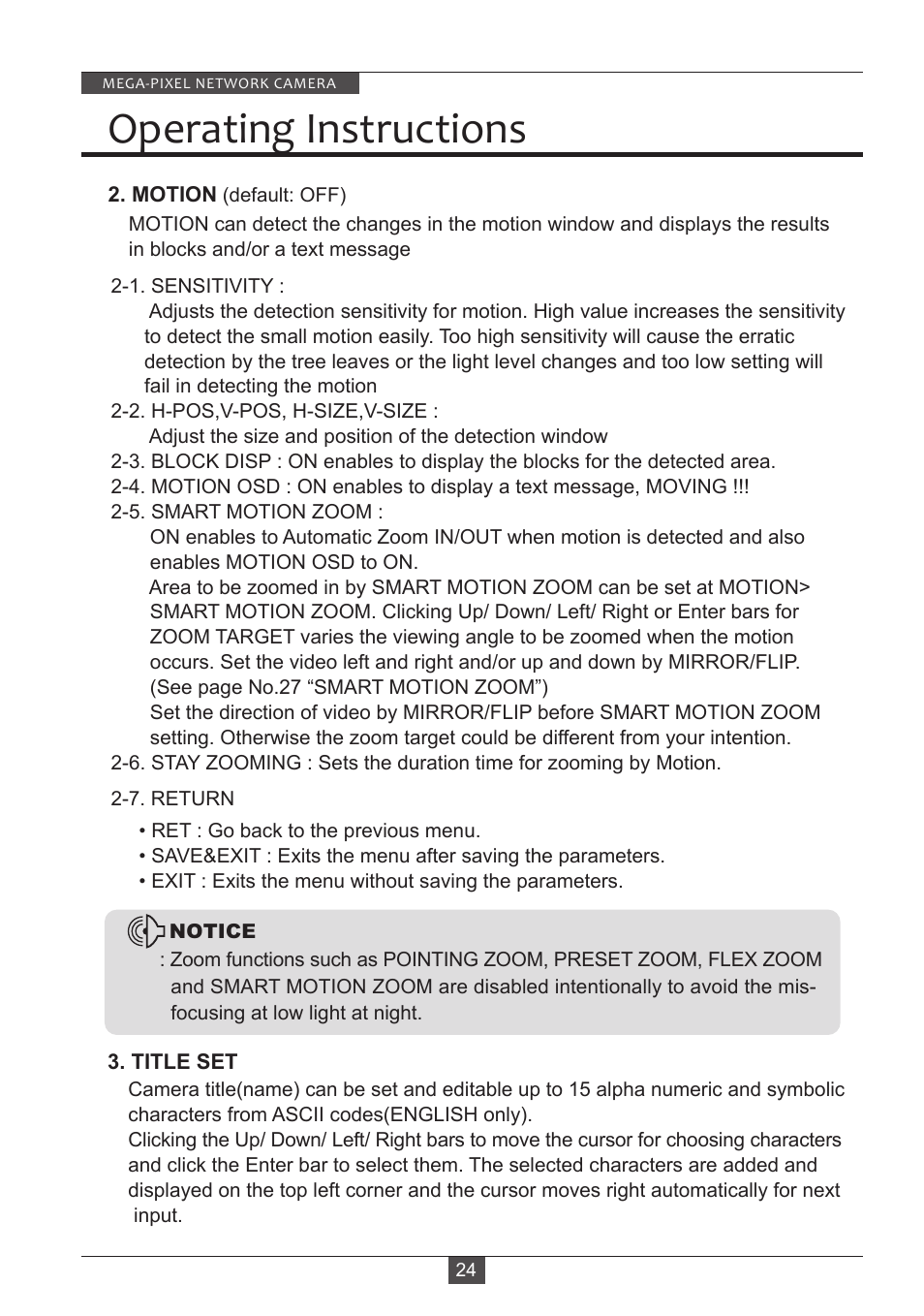 Operating instructions | Eneo PXD-2080MIR D User Manual | Page 24 / 36