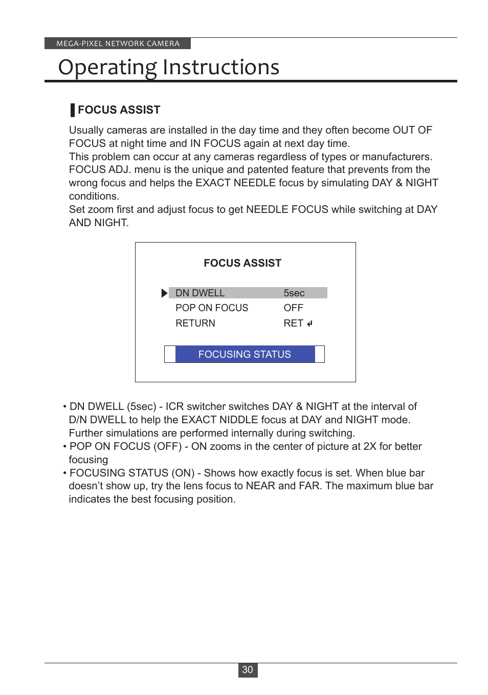 Operating instructions | Eneo PXD-2080MIR D User Manual | Page 30 / 36