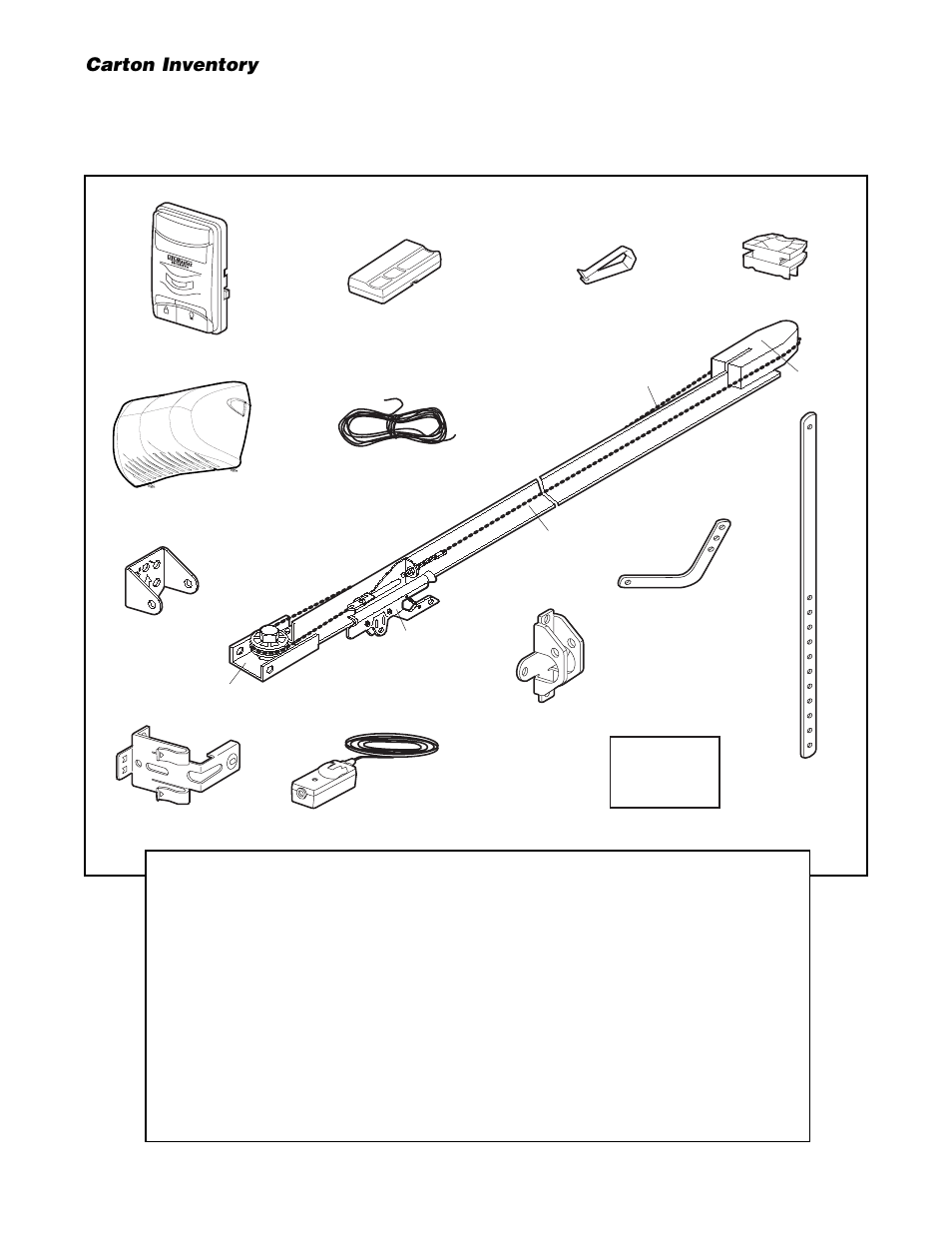 Carton inventory | Chamberlain 2575 User Manual | Page 5 / 36