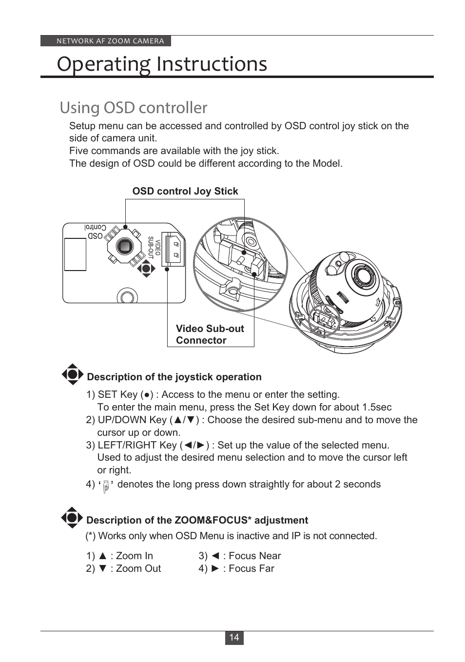 Operating instructions, Using osd controller | Eneo PXD-2080Z03 D User Manual | Page 14 / 36
