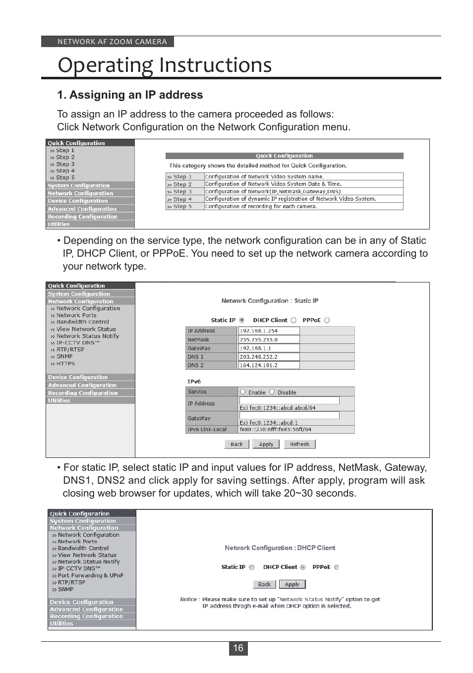 Operating instructions | Eneo PXD-2080Z03 D User Manual | Page 16 / 36