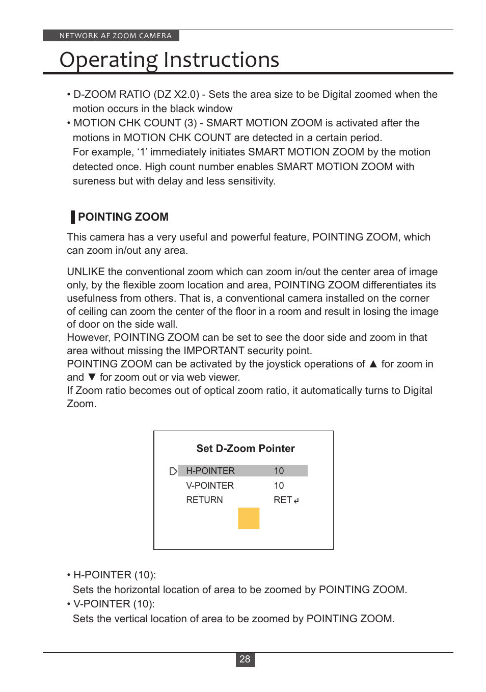 Operating instructions | Eneo PXD-2080Z03 D User Manual | Page 28 / 36