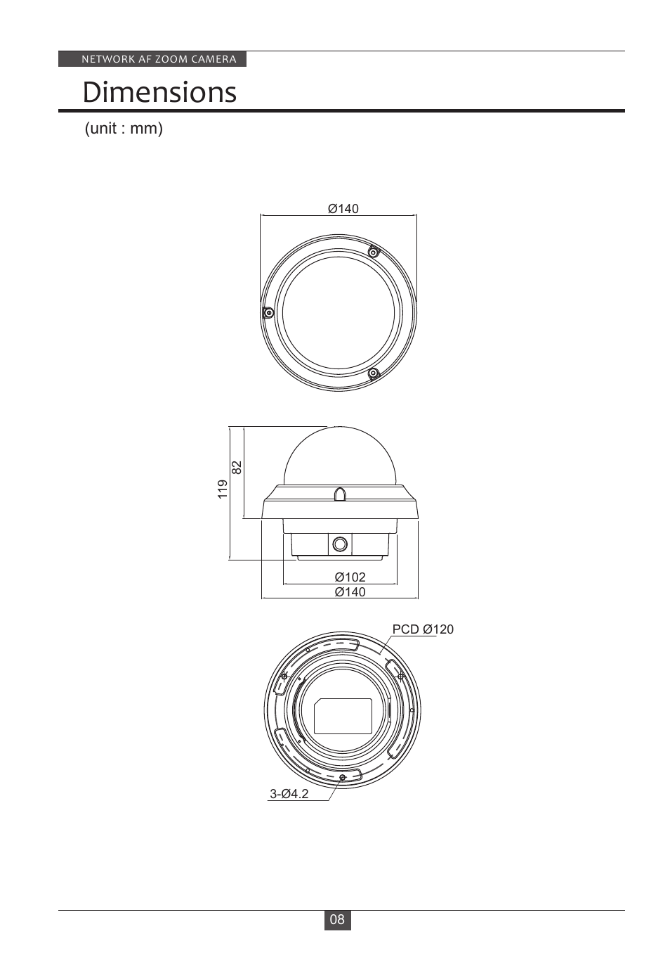 Dimensions | Eneo PXD-2080Z03 D User Manual | Page 8 / 36
