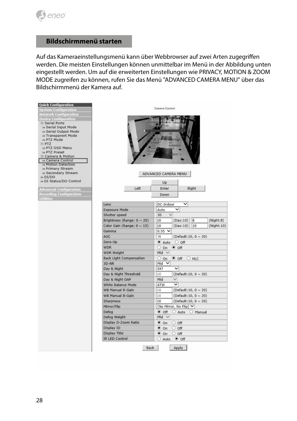 Eneo PXD-1080MIR D User Manual | Page 28 / 44