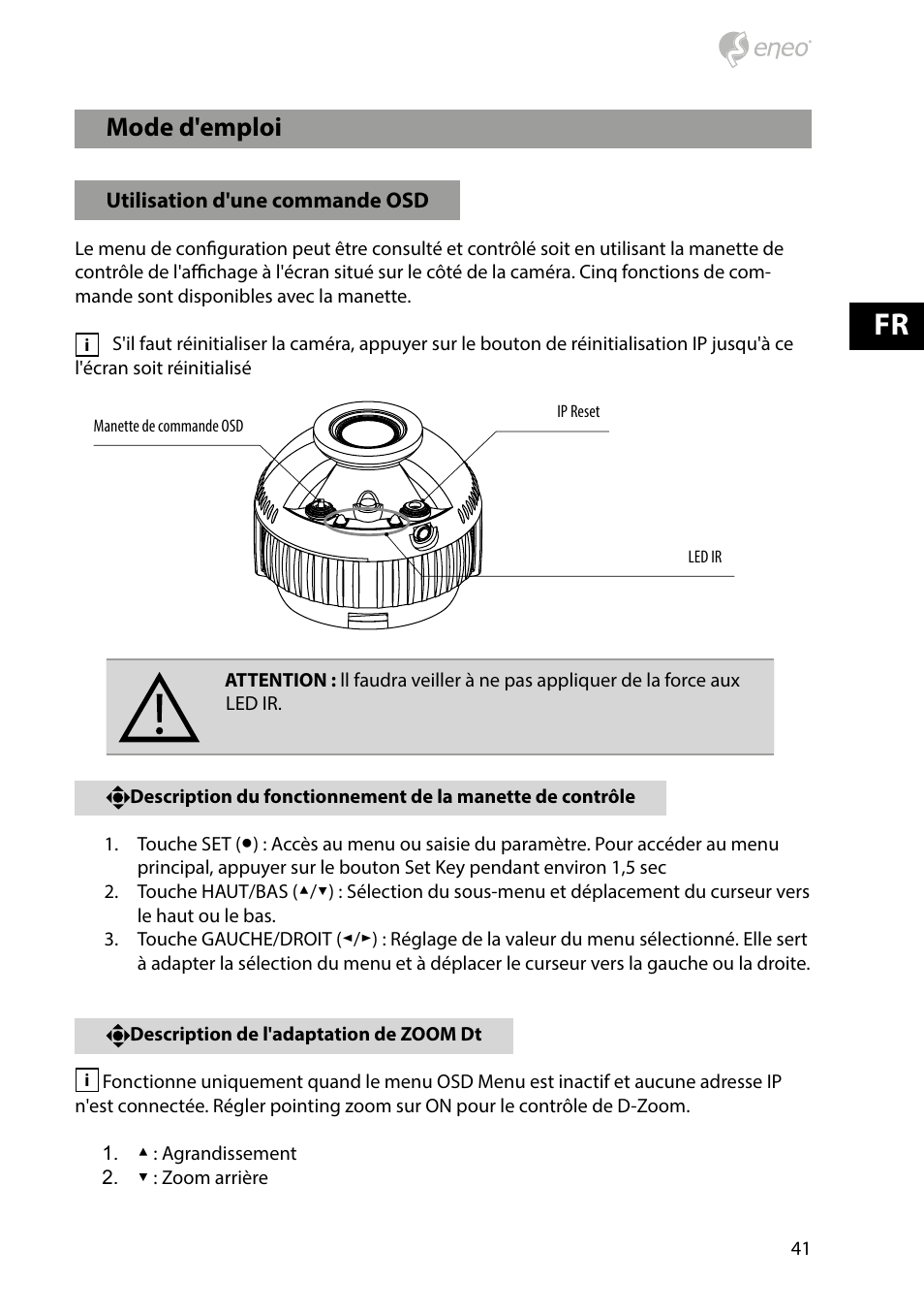 Mode d'emploi | Eneo PXD-1080MIR D User Manual | Page 41 / 44