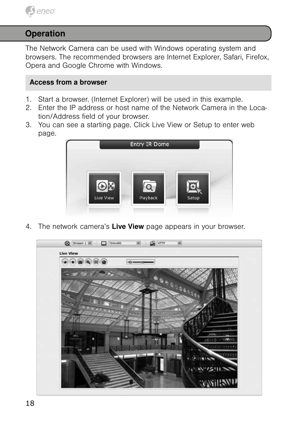 Operation | Eneo NXD-980IR3516P User Manual | Page 18 / 60