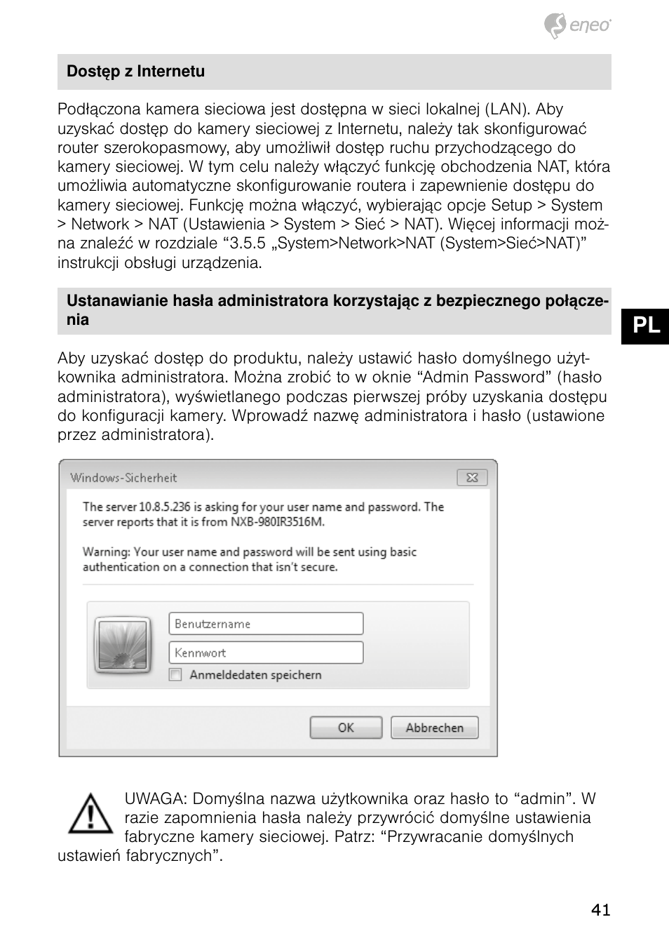 De en fr pl ru | Eneo NXD-980IR3516P User Manual | Page 41 / 60