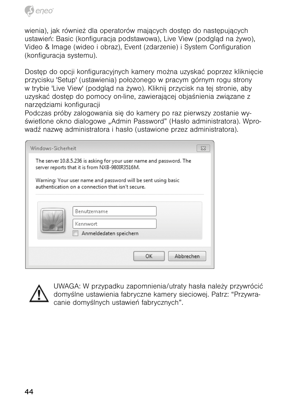 Eneo NXD-980IR3516P User Manual | Page 44 / 60