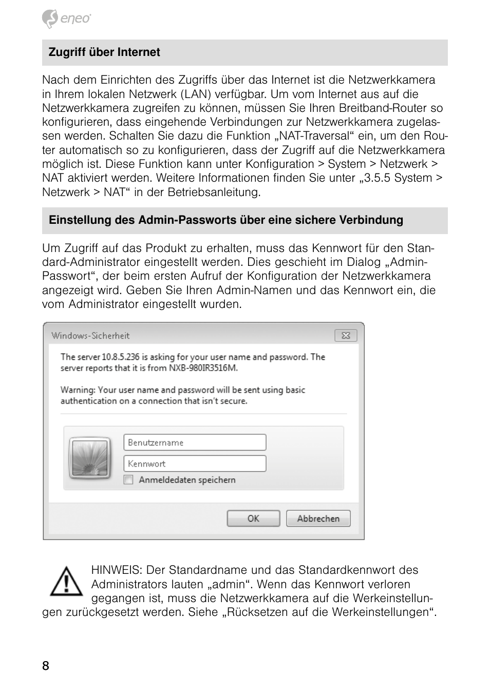 Eneo NXD-980IR3516P User Manual | Page 8 / 60