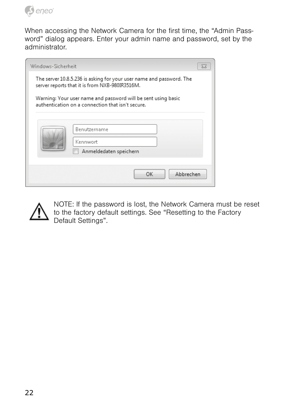 Eneo NXD-980IR3516M User Manual | Page 22 / 60
