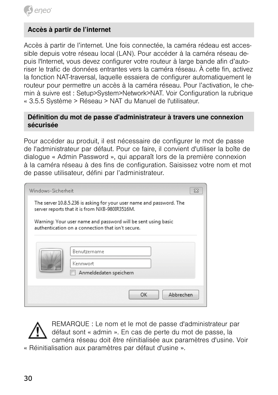 Eneo NXD-980IR3516M User Manual | Page 30 / 60