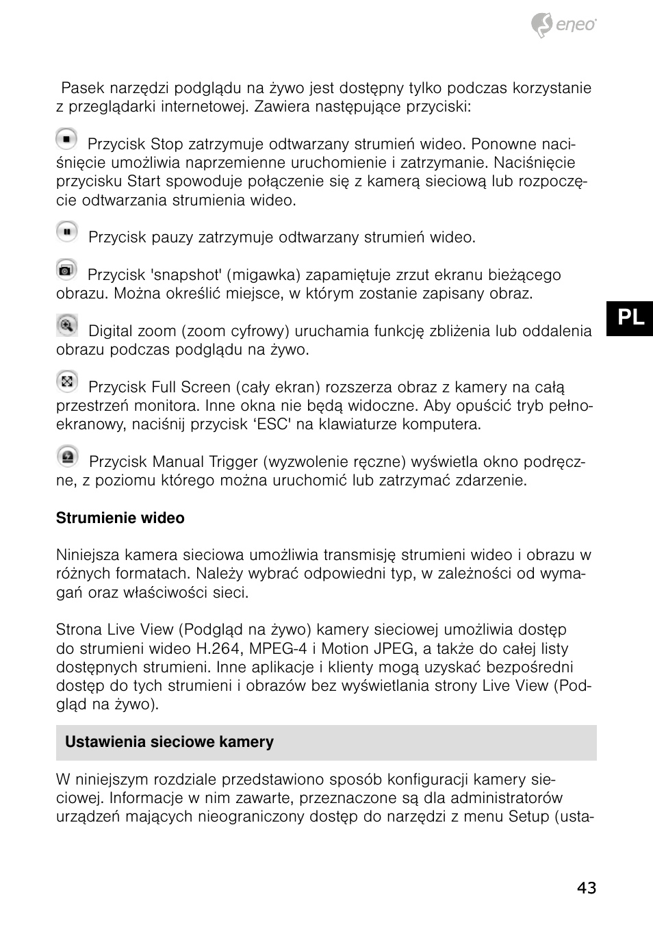 De en fr pl ru | Eneo NXD-980IR3516M User Manual | Page 43 / 60