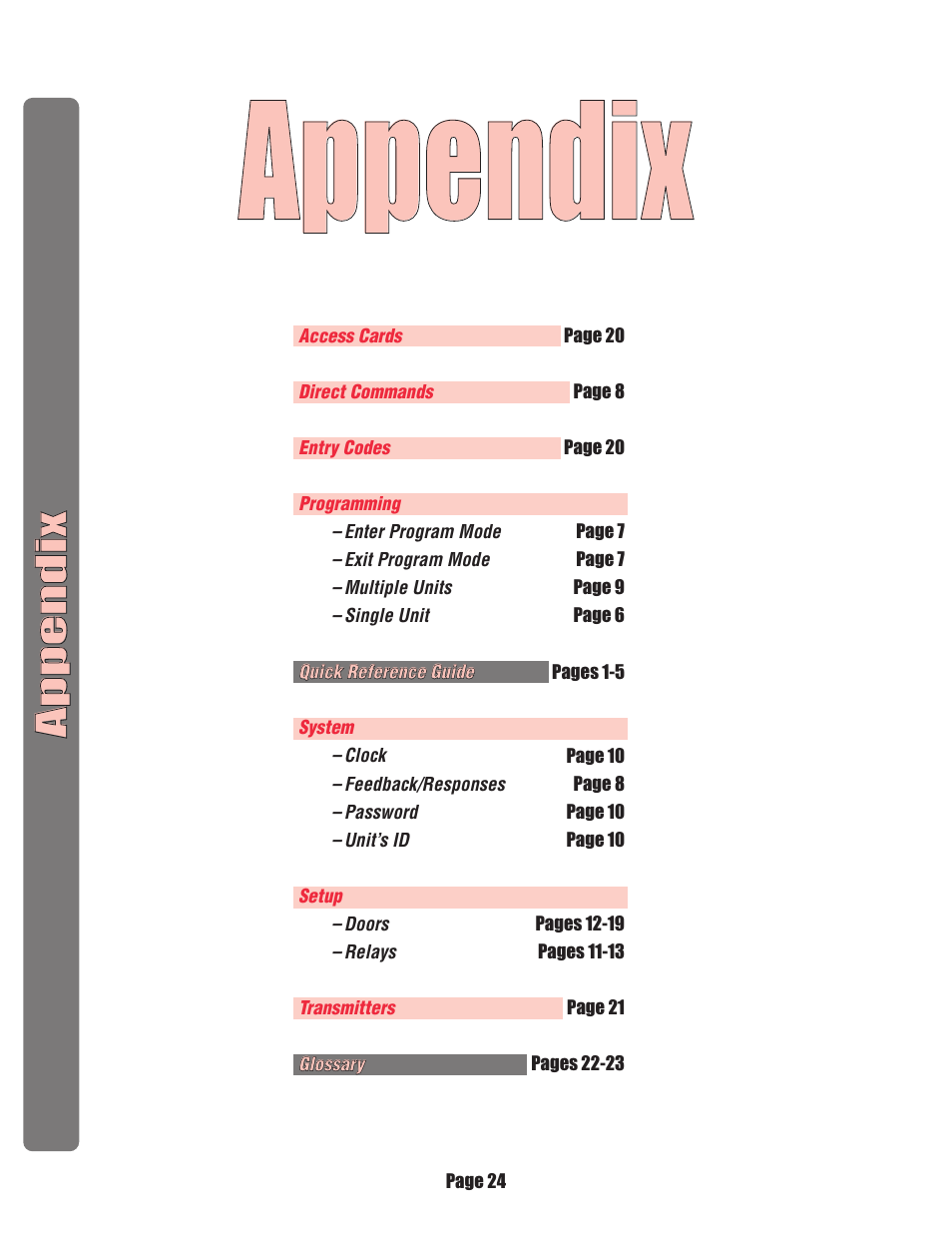 Appendix, Glossary | Chamberlain EL25 User Manual | Page 25 / 26