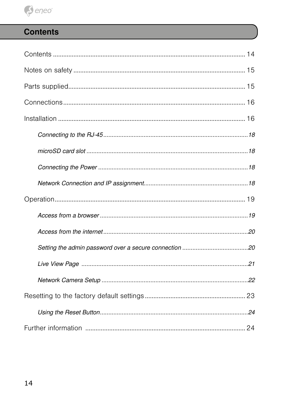 Eneo NXD-980IR37P User Manual | Page 14 / 60
