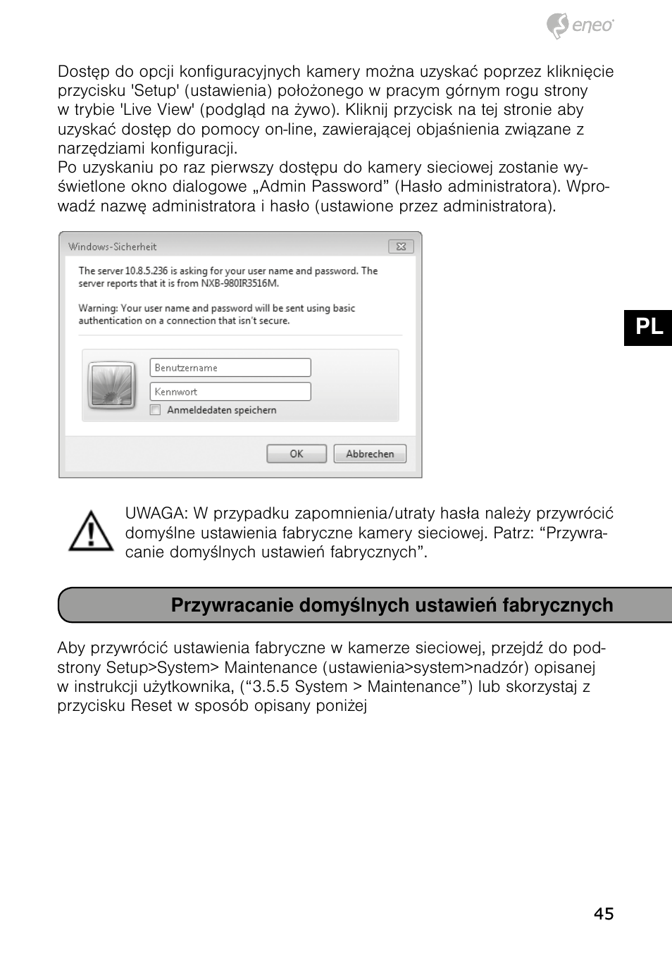 De en fr pl ru | Eneo NXD-980IR37P User Manual | Page 45 / 60